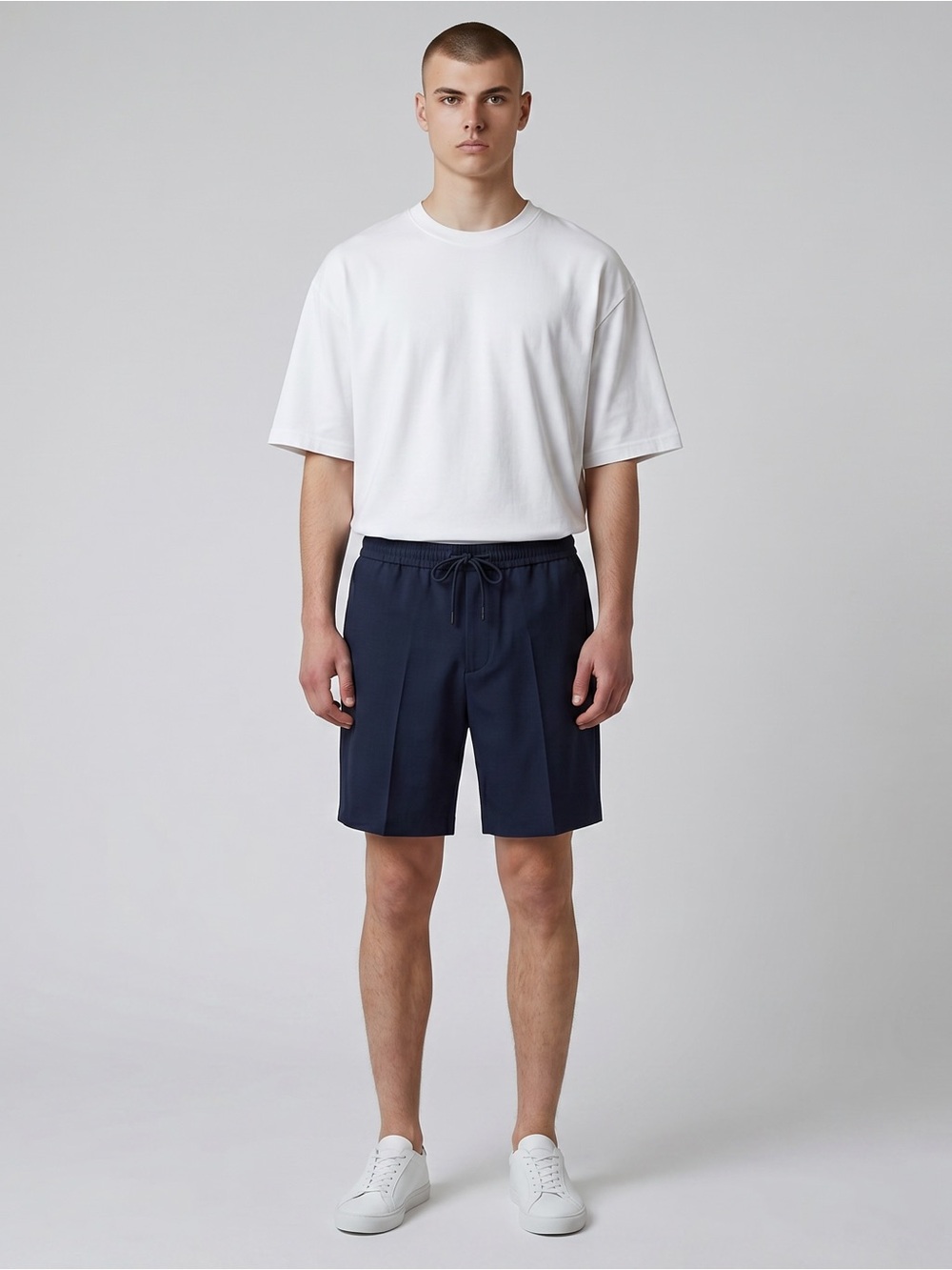 The Kooples Men's Navy Drawstring Shorts Tailor Super Wool FR 38 EU 38 US L